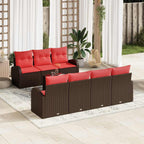 Gartensofa-set mit Speicher 8 pcs Beige und Rot Poly-Rattan