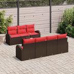 Gartensofa-set mit Speicher 8 pcs Beige und Rot Poly-Rattan