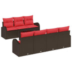 Gartensofa-set mit Speicher 8 pcs Beige und Rot Poly-Rattan