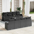 Gartensofa-set mit Speicher 9 pcs Schwarz Poly-Rattan