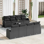 Gartensofa-set mit Speicher 9 pcs Schwarz Poly-Rattan