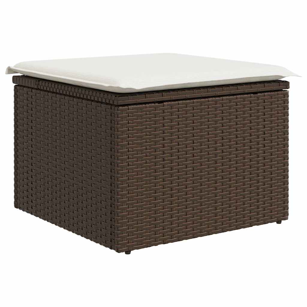 Sofa Set mit Kissen 4 pcs Braun und Weiß Poly-Rattan