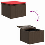 Sofa Set mit Kissen 6 pcs Braun und Rot Poly-Rattan