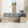 Sofa Set mit Kissen 6 pcs Beige und hellgrau Poly-Rattan
