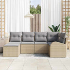 Sofa Set mit Kissen 6 pcs Beige und hellgrau Poly-Rattan