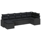 Sofa Set mit Kissen mit Speicher 7 pcs Schwarz Poly-Rattan