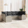 Gartensofa-set mit Kissen 6 pcs Hellgrau Poly-Rattan