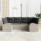 Gartensofa-set mit Kissen 6 pcs Hellgrau Poly-Rattan