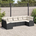 Gartensofa-set mit Kissen 7 pcs Schwarz und Weiß Poly-Rattan