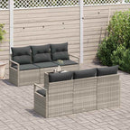 Gartensofa-set 7 pcs Hellgrau und Dunkelgrau Poly-Rattan