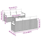 Gartensofa-set 7 pcs Hellgrau und Dunkelgrau Poly-Rattan