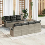 Gartensofa-set 8 pcs Hellgrau und Dunkelgrau Poly-Rattan