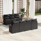 Gartensofa-set mit Kissen 8 pcs Schwarz Poly-Rattan