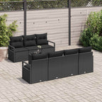 Gartensofa-set mit Kissen 8 pcs Schwarz Poly-Rattan