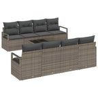 Gartensofa-set mit Kissen mit Speicher 9 pcs Grau Poly-Rattan