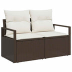 Sofa Set mit Kissen 9 pcs Braun und Creme Poly-Rattan