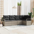 Gartensofa-set mit Kissen 5 pcs Hellgrau Poly-Rattan