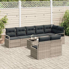 Gartensofa-set mit Kissen 9 pcs Hellgrau Poly-Rattan