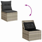 Gartensofa-set mit Kissen 9 pcs Hellgrau Poly-Rattan