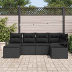 Sofa Set mit Kissen mit Speicher 6 pcs Schwarz Poly-Rattan