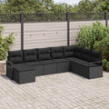 Sofa Set mit Kissen mit Speicher 8 pcs Schwarz Poly-Rattan