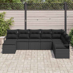 Sofa Set mit Kissen mit Speicher 8 pcs Schwarz Poly-Rattan