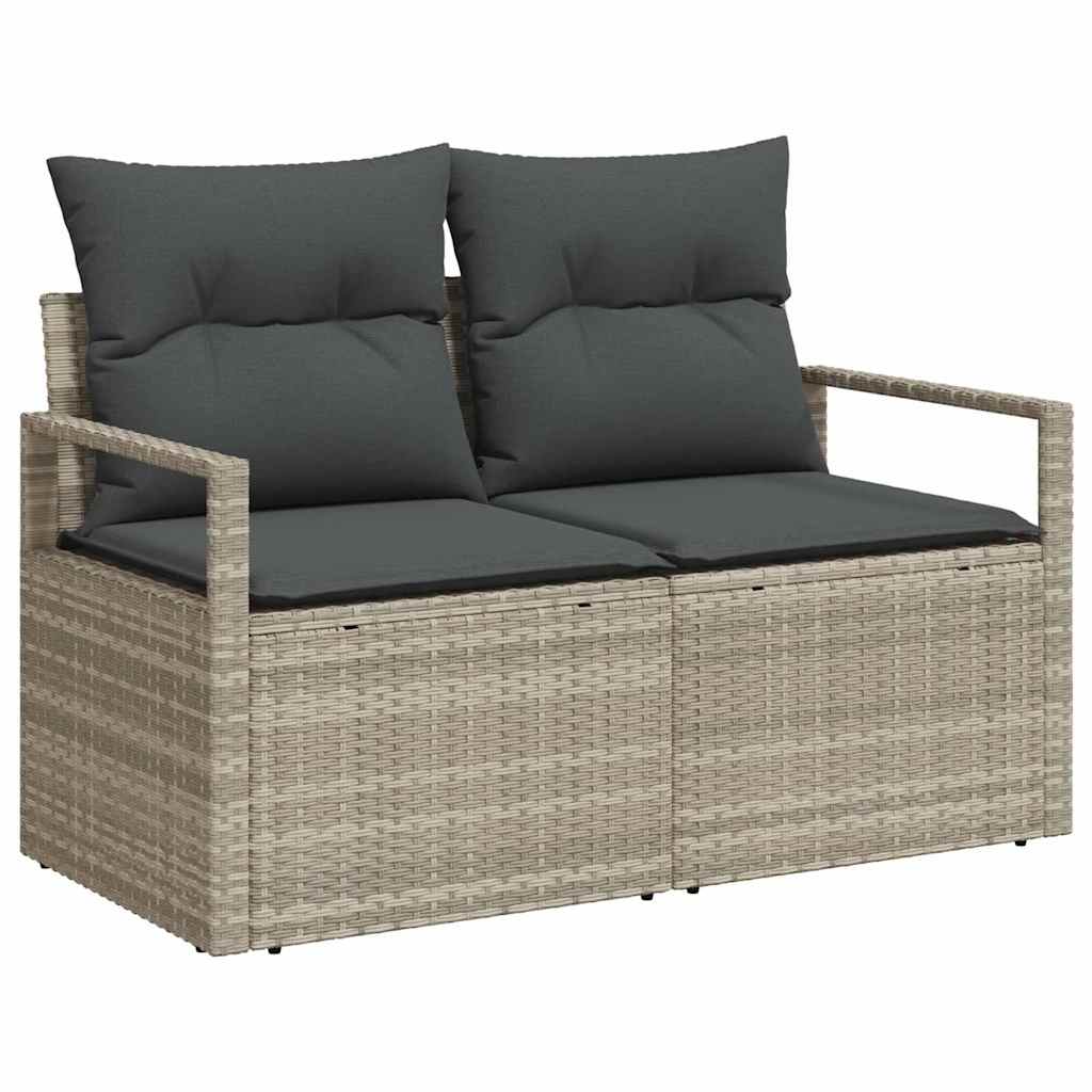 Gartensofa-set mit Kissen 6 pcs Hellgrau Poly-Rattan