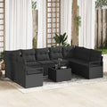 Gartensofa-set mit Kissen 10 pcs Schwarz Poly-Rattan