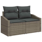 Sofa Set mit Kissen mit Speicher 7 pcs Grau Poly-Rattan