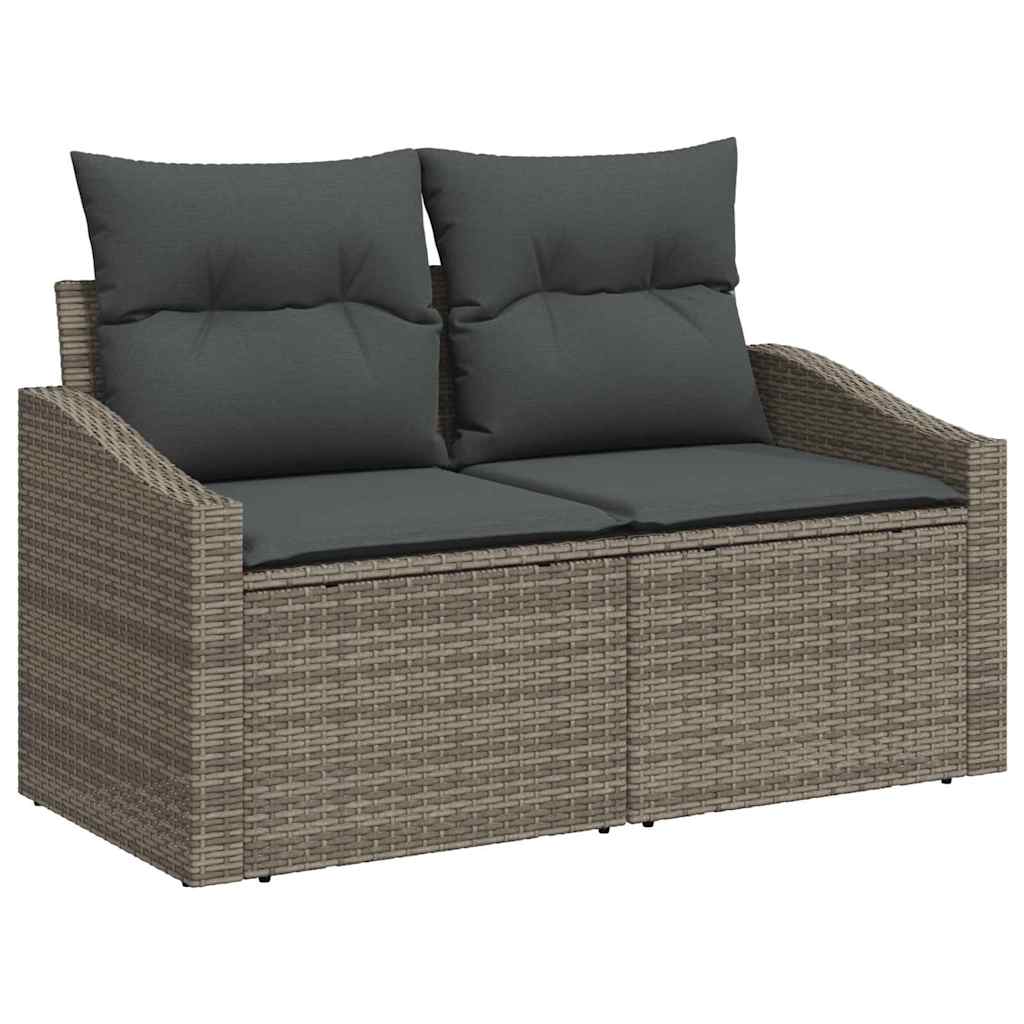 Sofa Set mit Kissen mit Speicher 7 pcs Grau Poly-Rattan