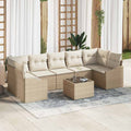 Sofa Set mit Kissen 8 pcs Beige und Creme Poly-Rattan