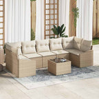 Sofa Set mit Kissen 8 pcs Beige und Creme Poly-Rattan