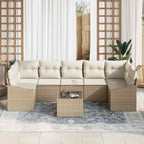 Sofa Set mit Kissen 8 pcs Beige und Creme Poly-Rattan