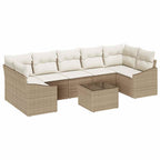 Sofa Set mit Kissen 8 pcs Beige und Creme Poly-Rattan