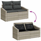 Sofa Set mit Kissen 7 pcs Hellgrau und Dunkelgrau Poly-Rattan