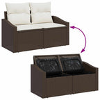 Sofa Set mit Kissen 4 pcs Braun und Creme Poly-Rattan