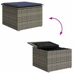 Sofa Set mit Kissen 4 pcs Grau und Marineblau Poly-Rattan