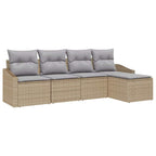 Sofa Set mit Kissen 5 pcs Beige und Hellgrau Poly-Rattan