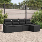 Sofa Set mit Kissen mit Speicher 5 pcs Schwarz Poly-Rattan