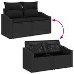 Gartensofa-set mit Kissen 5 pcs Schwarz Poly-Rattan