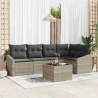 Gartensofa-set mit Kissen 6 pcs Hellgrau Poly-Rattan