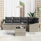 Gartensofa-set mit Kissen 6 pcs Hellgrau Poly-Rattan