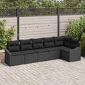 Gartensofa-set mit Kissen 6 pcs Schwarz Poly-Rattan