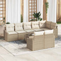 Gartensofa-set mit Kissen 9 pcs Beige und Creme Poly-Rattan