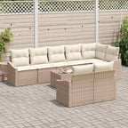 Gartensofa-set mit Kissen 9 pcs Beige und Creme Poly-Rattan