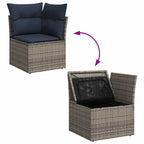 Sofa Set mit Kissen 6 pcs Grau und Marineblau Poly-Rattan