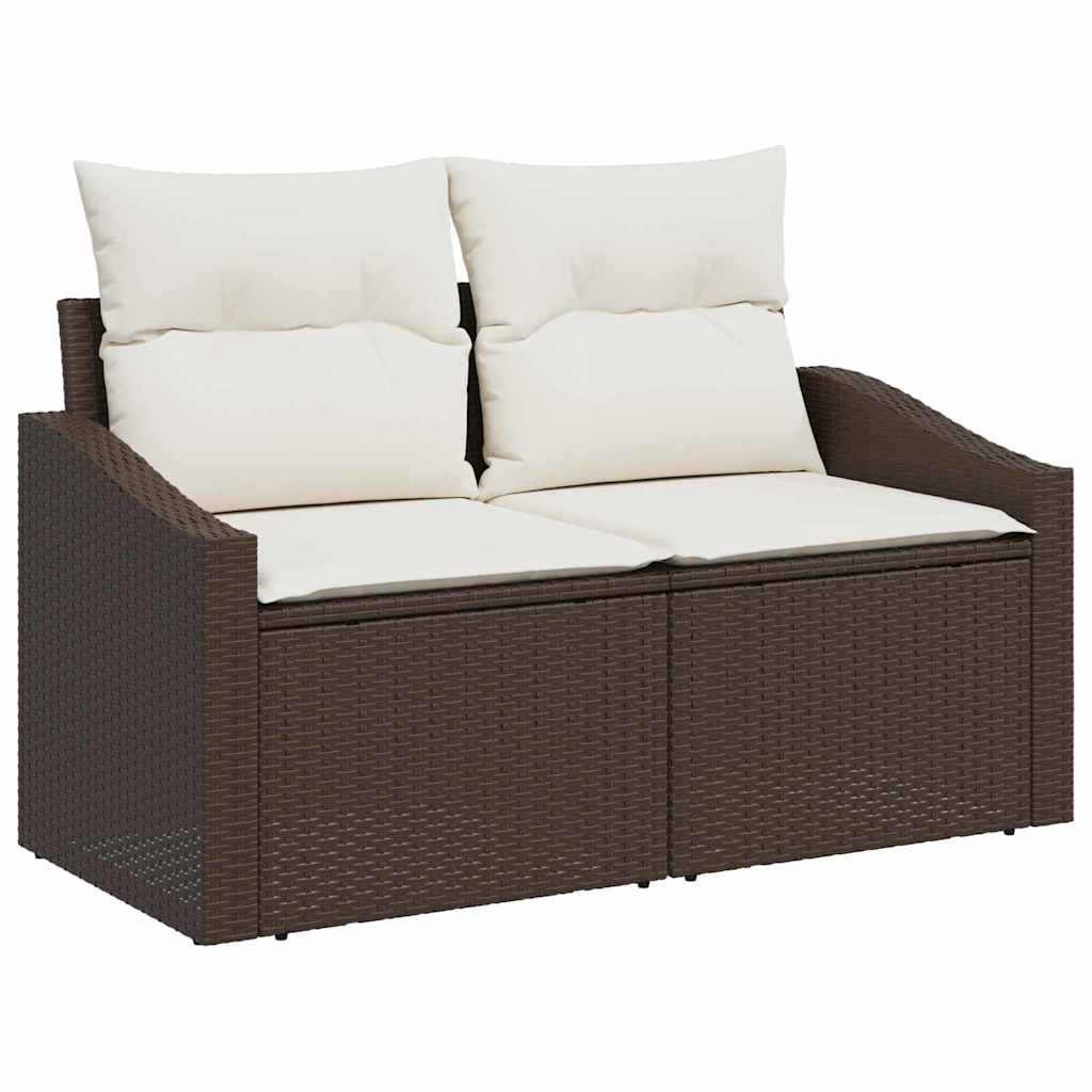 Garten Essgruppe mit Kissen mit Speicher 7 pcs Braun und Creme