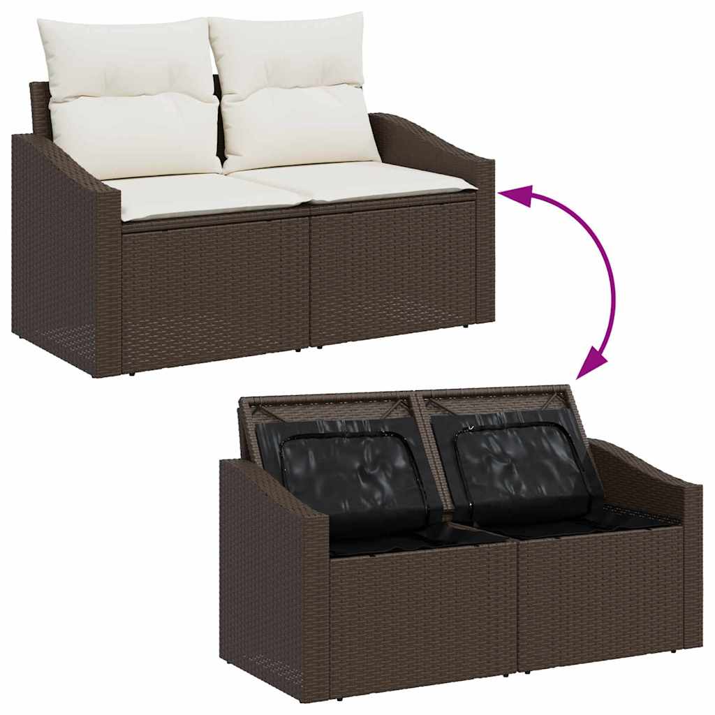 Garten Essgruppe mit Kissen mit Speicher 7 pcs Braun und Creme