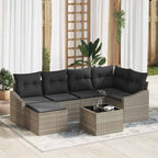 Garten Essgruppe mit Kissen mit Speicher 7 pcs Hellgrau