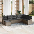 Gartensofa-set mit Kissen mit Speicher 8 pcs Grau Poly-Rattan